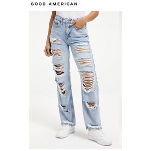 Good American Good 90s Distressed Jeans In Indigo296, Size 20